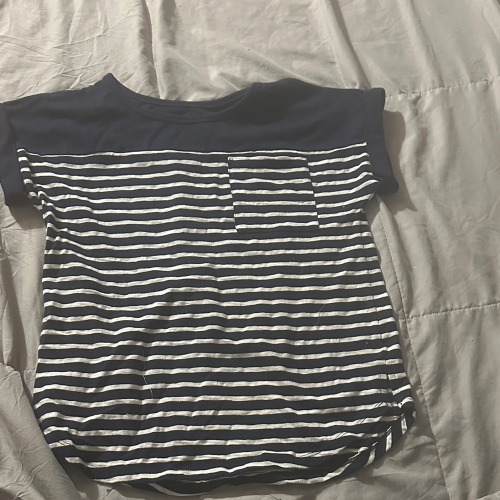 Navy and White Striped Woman’s Shirt